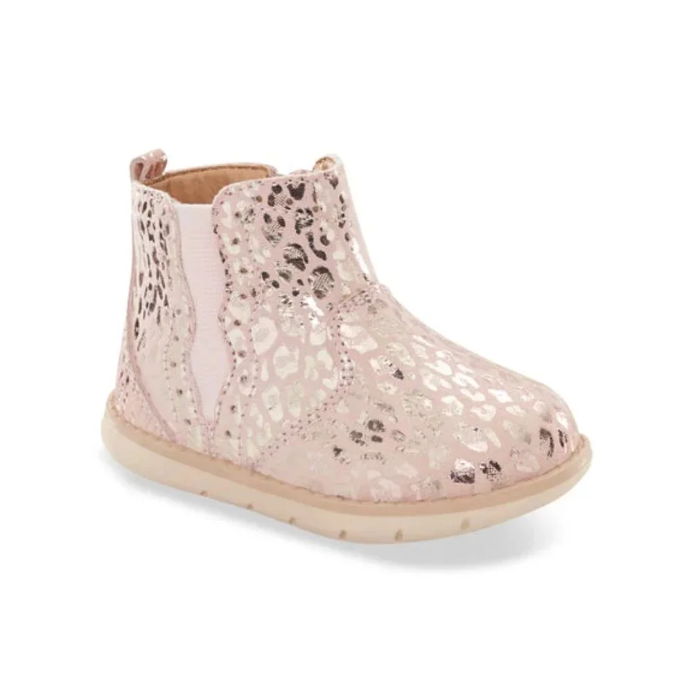 Stride Rite SRT Lena Pink Leopard Boots 5.5M - Picture 1 of 9